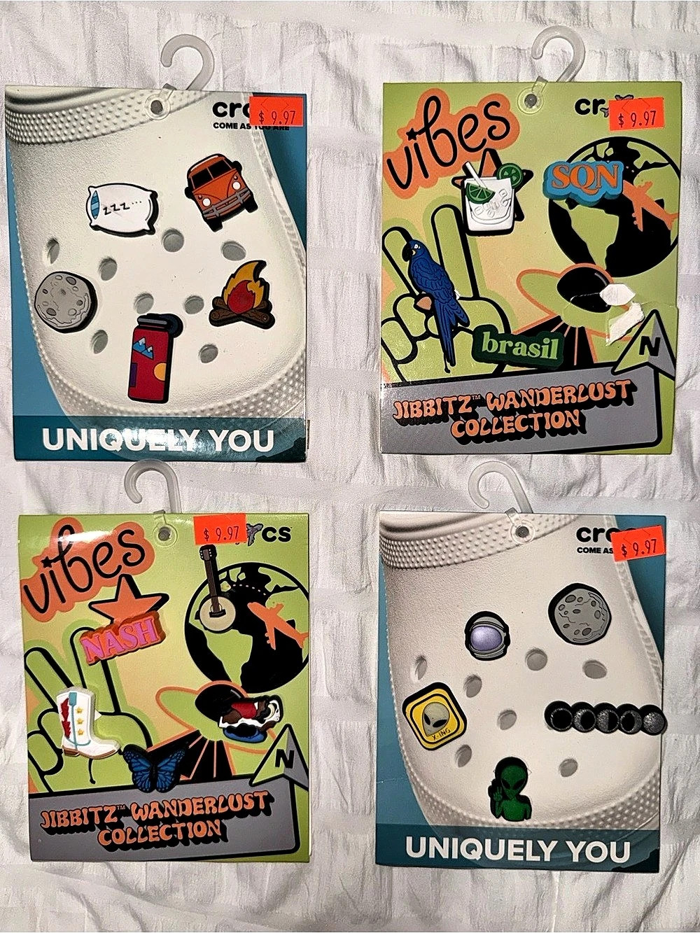 Crocs Jibbitz 5-Pack Shoe Charms Lot of 4 - Outdoor, Brasil, Nashville, Space